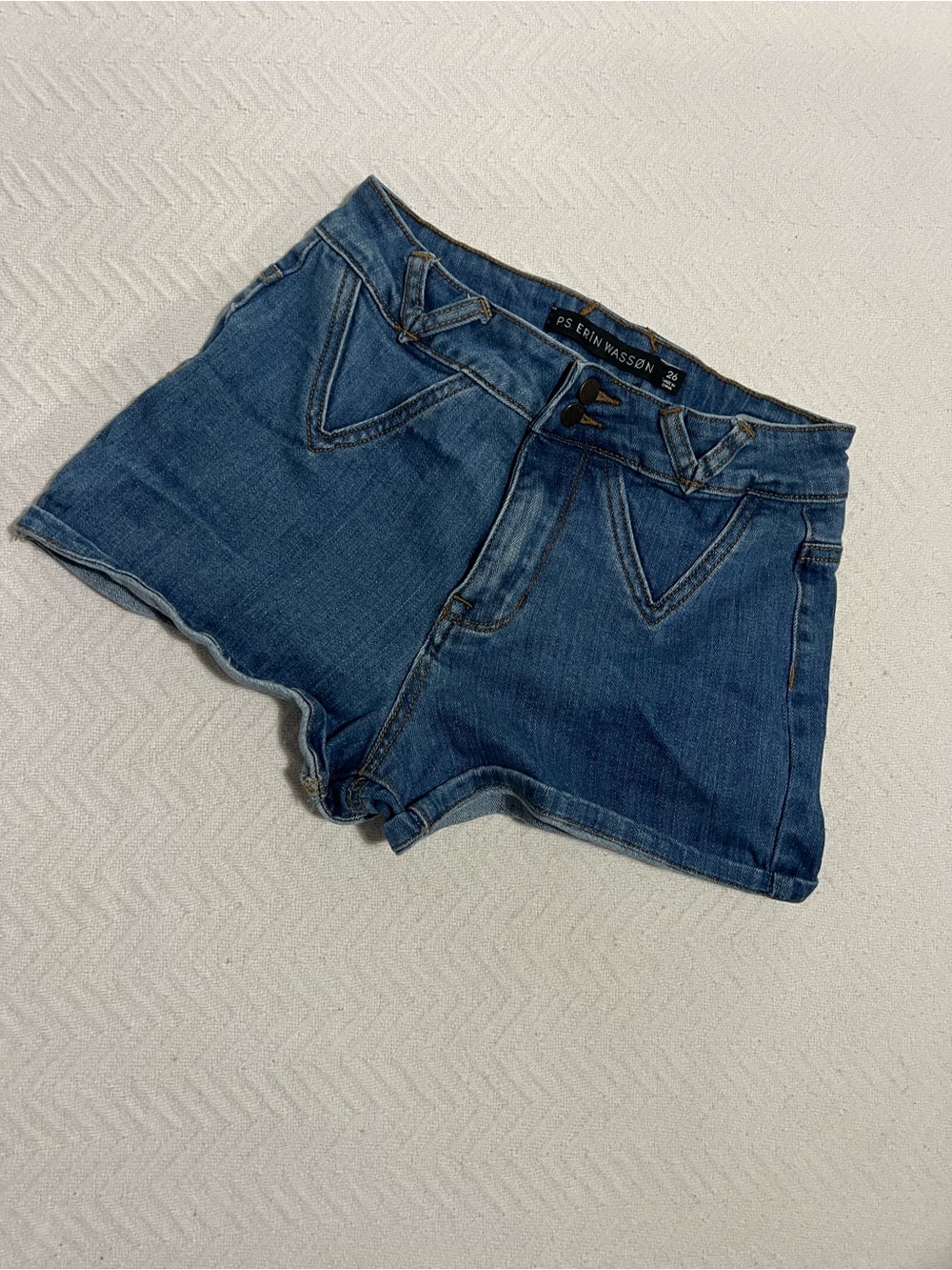 P. S. Erin Wasson Blue V-Stitch Women's Denim Shorts size 26